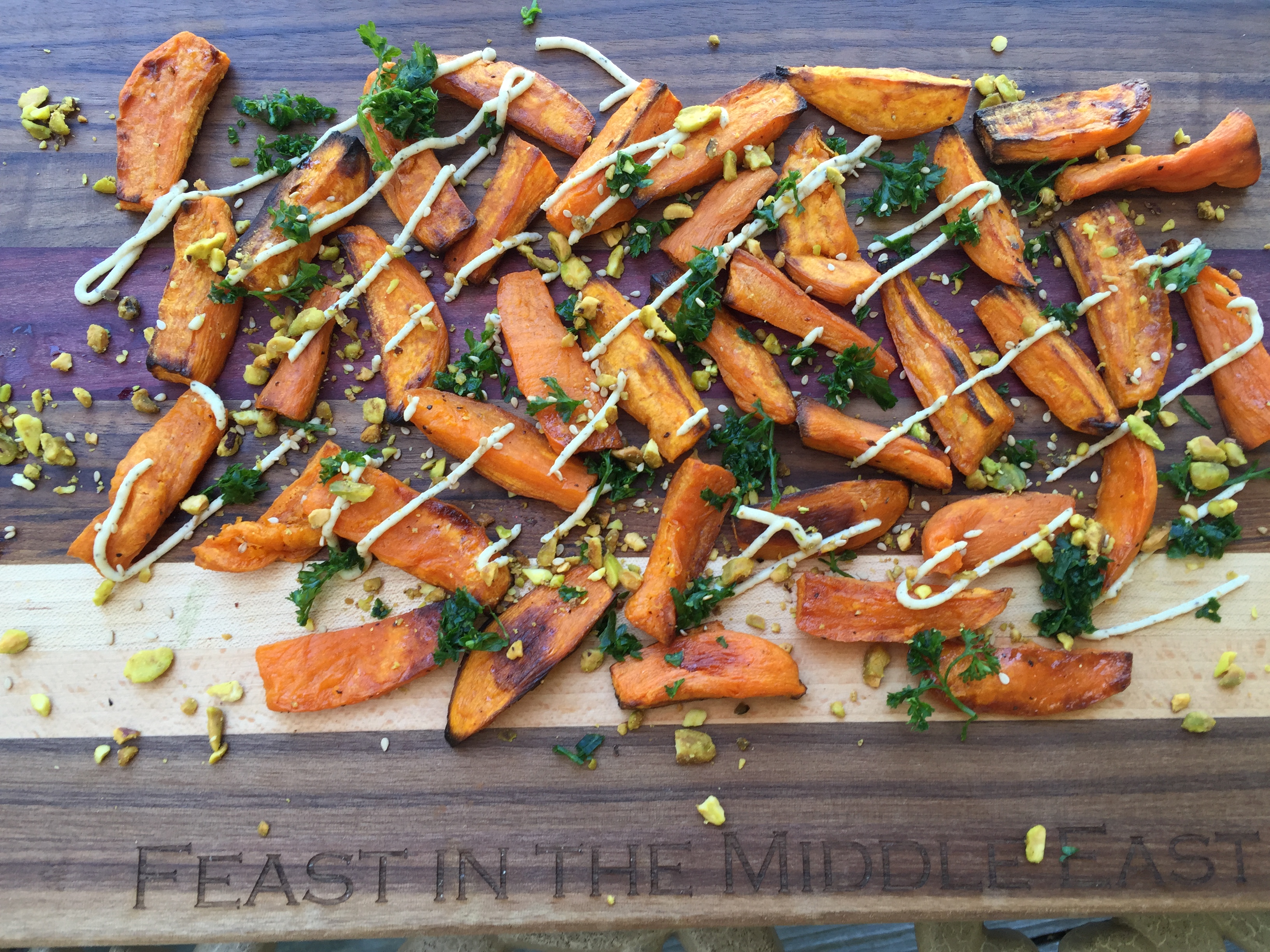Middle Eastern Maple Glazed Sweet Potatoes with Tahini Sauce…
